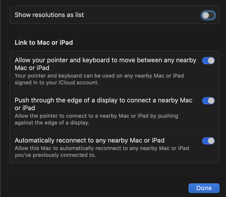 Advanced display options in MacOS
